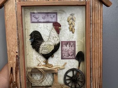 Rustic Farmhouse Rooster Shadow Box Wall Decor