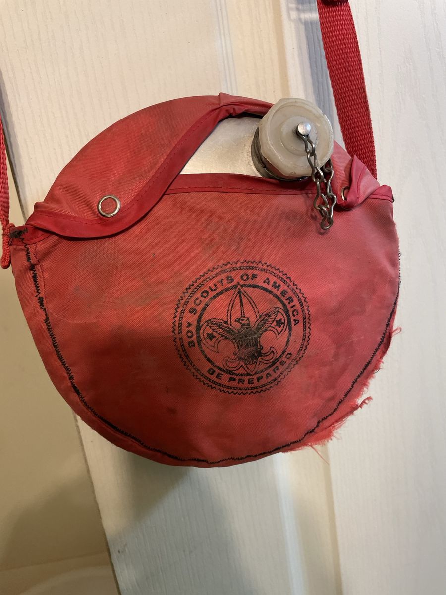Vintage Boy Scouts of America Official Canteen with Red Cover and Strap