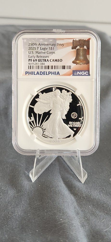 2025 Silver Eagle USMC 250th Anniversary Privy PF69 Ultra Cameo Early Release