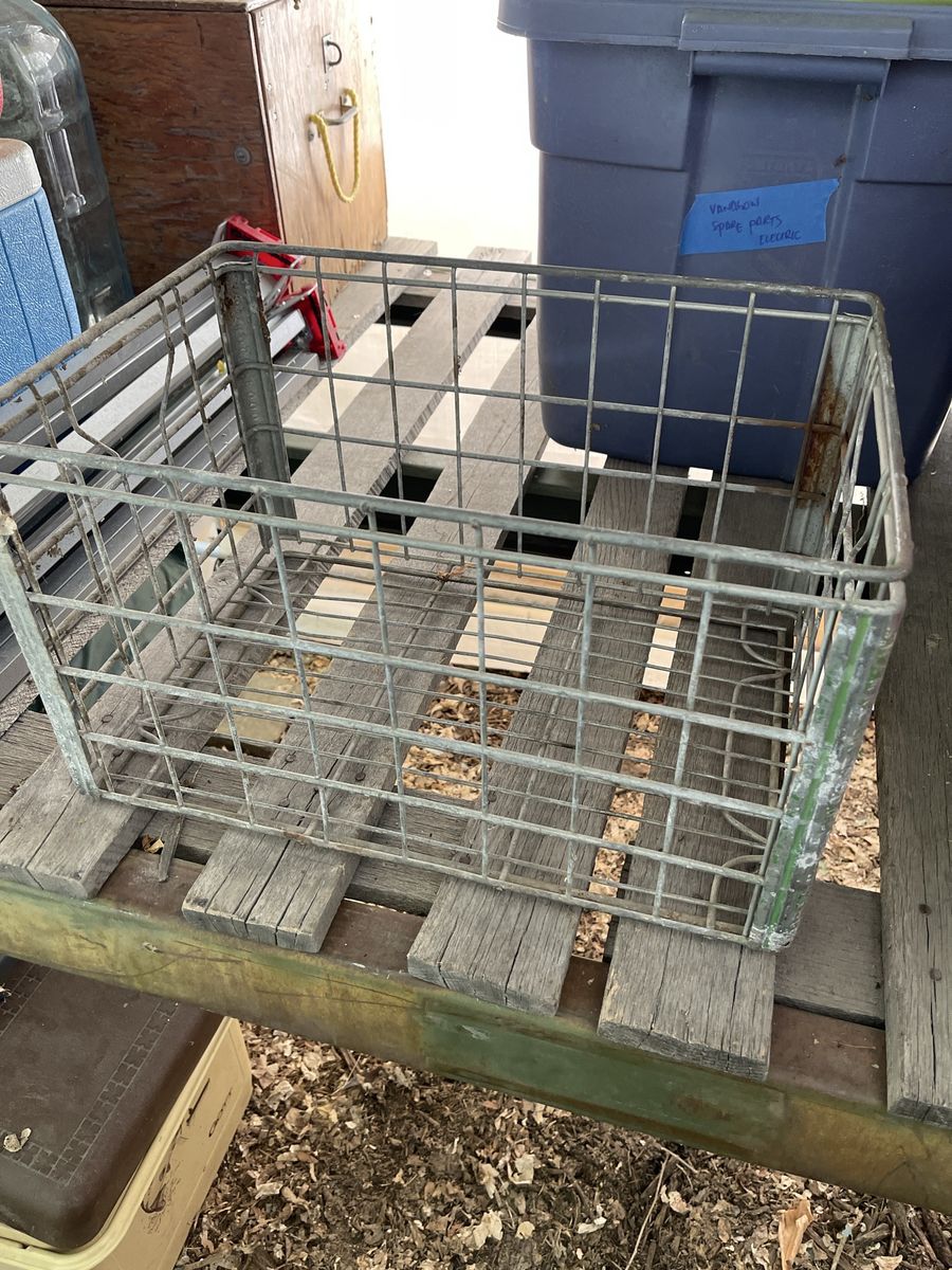 Vintage Shamrock Foods Metal Wire Milk Crate Industrial Storage