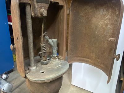 RARE Antique Gilbert-Barker Clam Shell gas pump CIRCA 1910. Also have oil Lubester's.