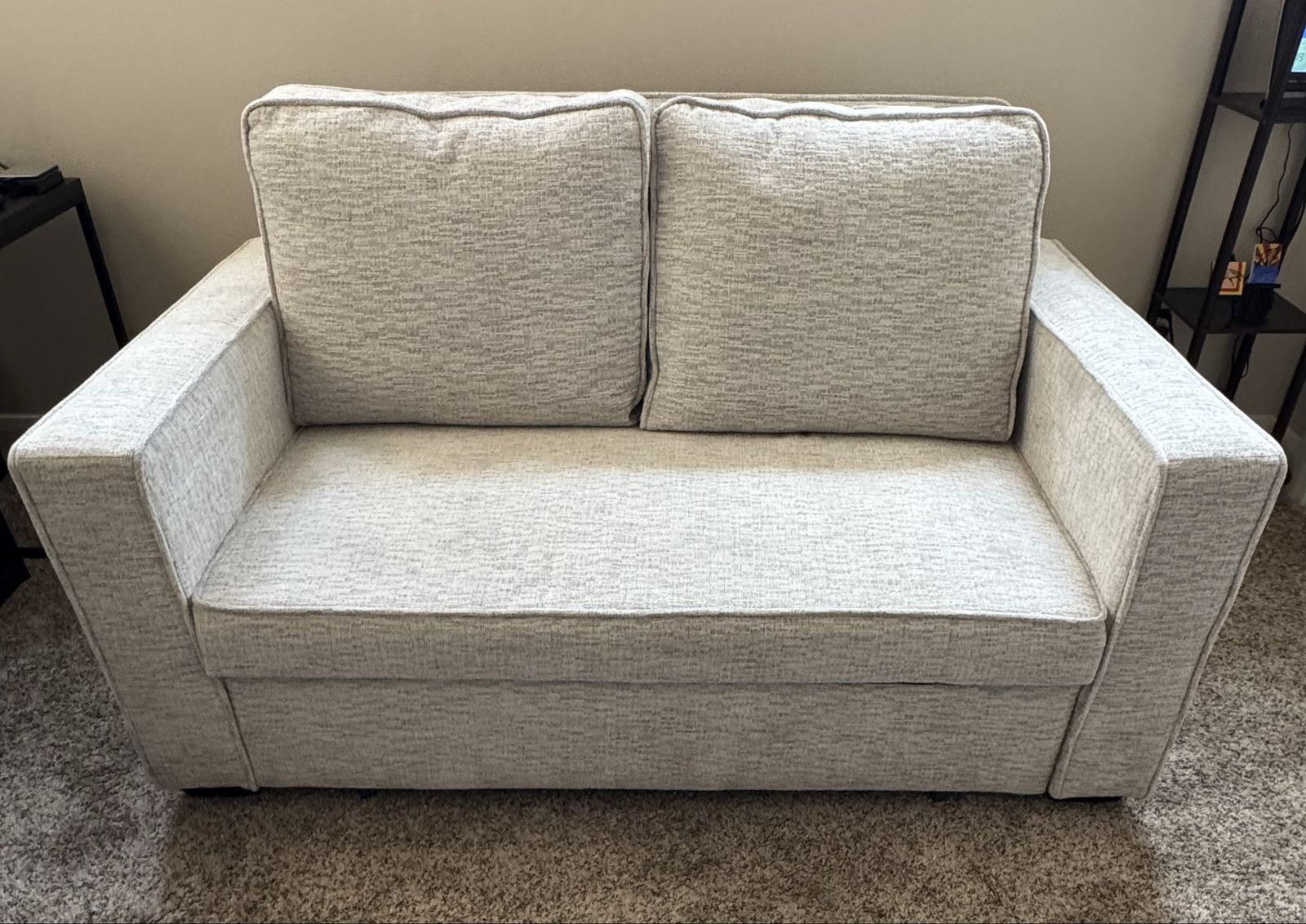 Modern Grey Upholstered Convertible Sleeper Loveseat Sofa