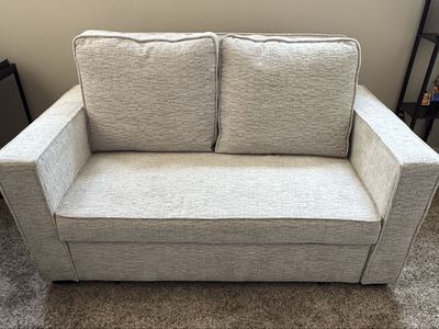 Modern Grey Upholstered Convertible Sleeper Loveseat Sofa