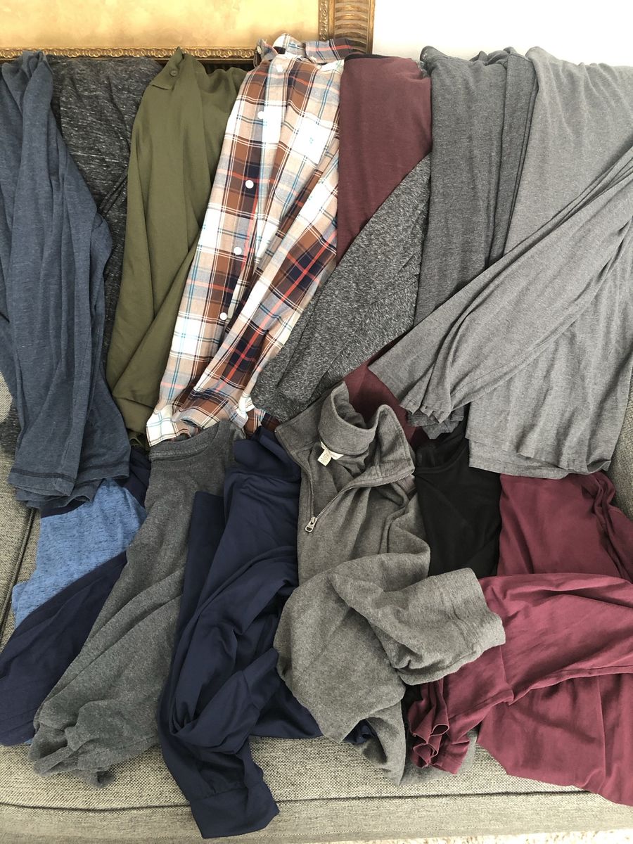 Men's XXL Long Sleeve Shirt Lot - Plaid Button Down, Quarter Zip & Tees