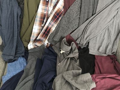 Men's XXL Long Sleeve Shirt Lot - Plaid Button Down, Quarter Zip & Tees