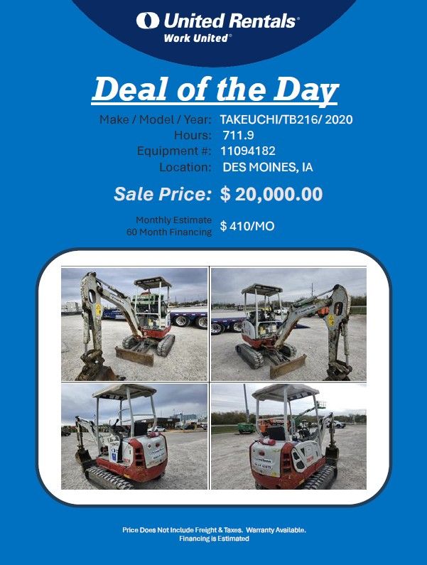 Excavator MINI TB216 Takeuchi 2020