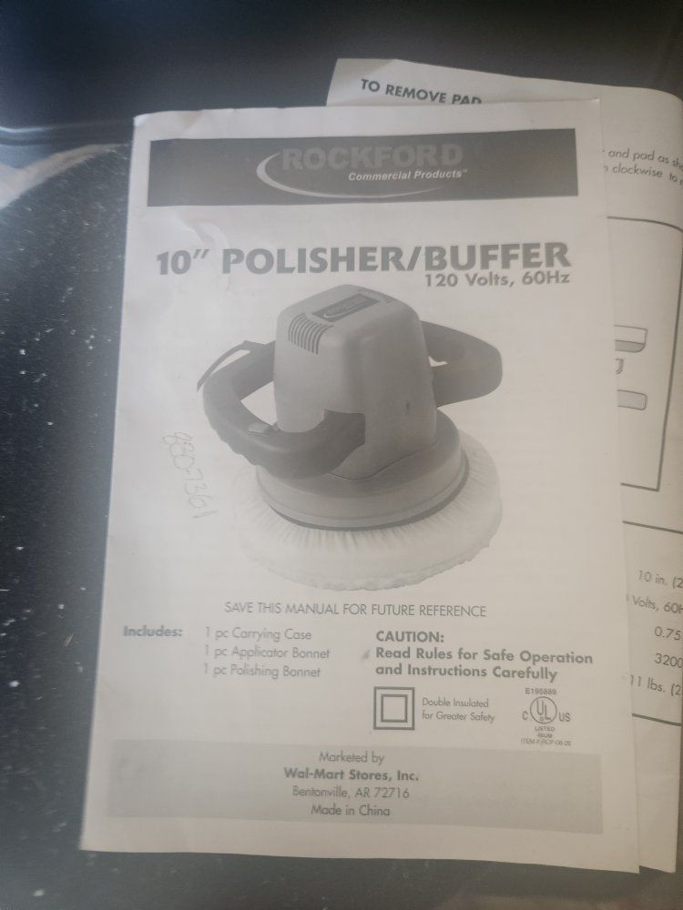 Rockford Commercial Products 10" Polisher/Buffer with Case & Manual