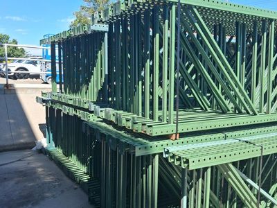 Industrial Storage Racks - Used Heavy Duty Pallet Racking Components (Green & Orange)