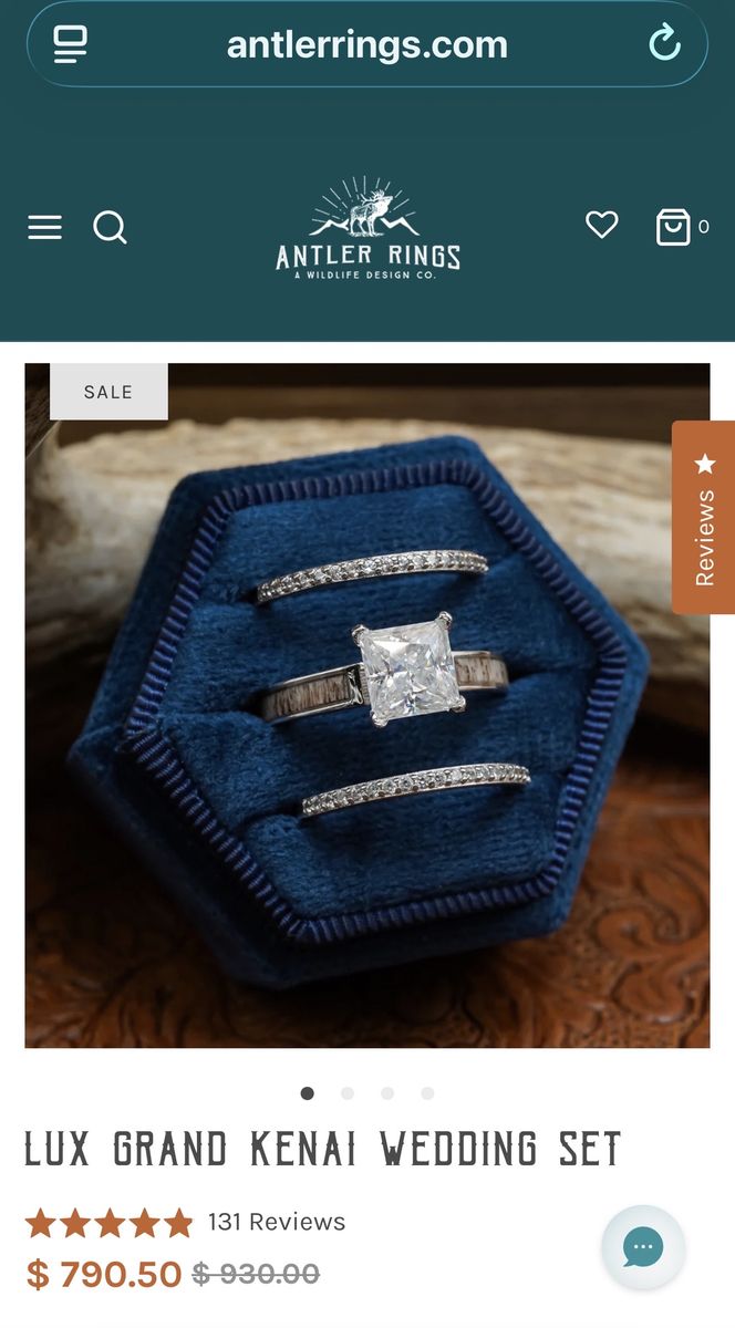 Antler Rings Wedding Ring Set Size 7