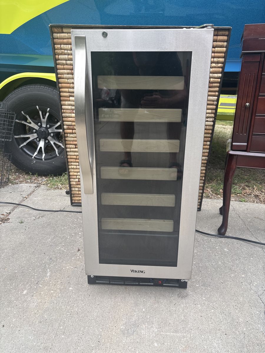 Viking Stainless Steel Wine Cooler Refrigerator with Glass Door