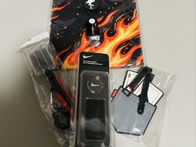 Golf Accessories Bundle - Magnetic Golf Towel, Rocket Ball Stamp, Club Brush, Nike Ball Marker & Clip and Pocket Aces Bag Tag