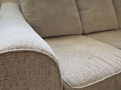 Large Fabric Sectional Couch with Chaise - Light Gray
