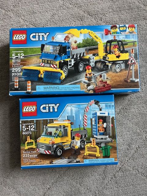 Lego City Sweeper & Excavator AND Service Truck