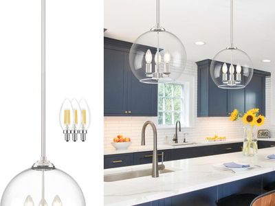 12" Nickel Pendant 3-Light Light Glass Globe