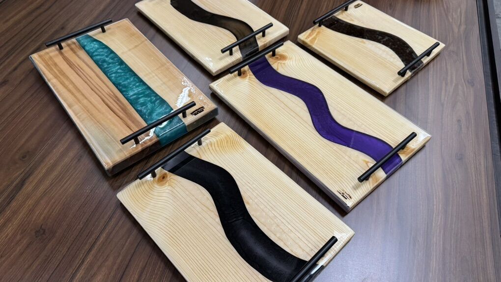 Tray Custom Wood And Resin Handmade