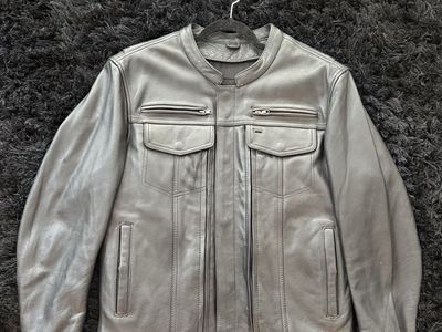 First Manufacturing Co. Black Leather Motorcycle Riding Jacket Size Large