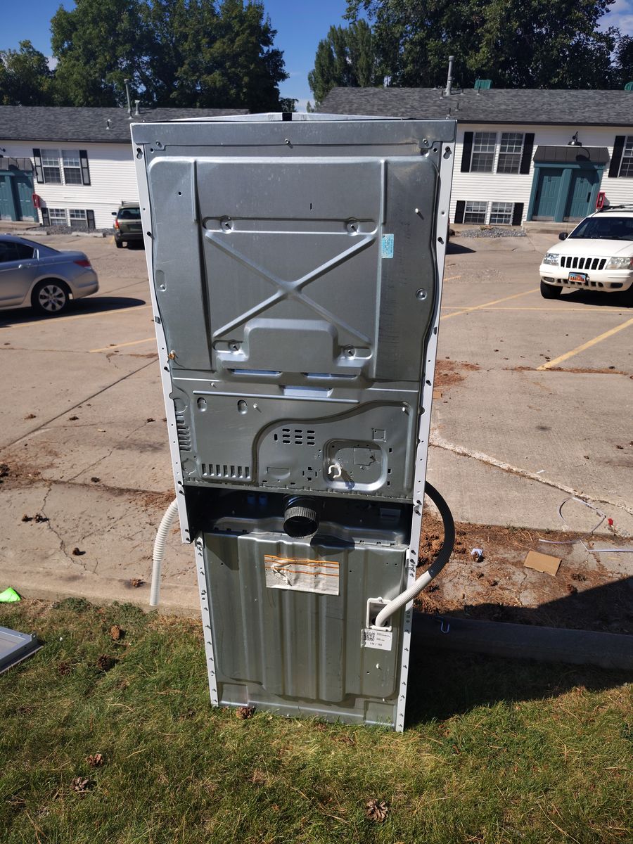 White stackable washer and dryer