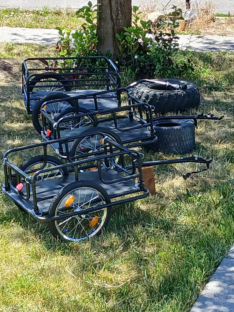 Heavy-Duty Black Steel Bike Cargo Trailer With Connection Brand New (2) Medium Bike Cargo Trailer 1 Large Bike Cargo Trailer.