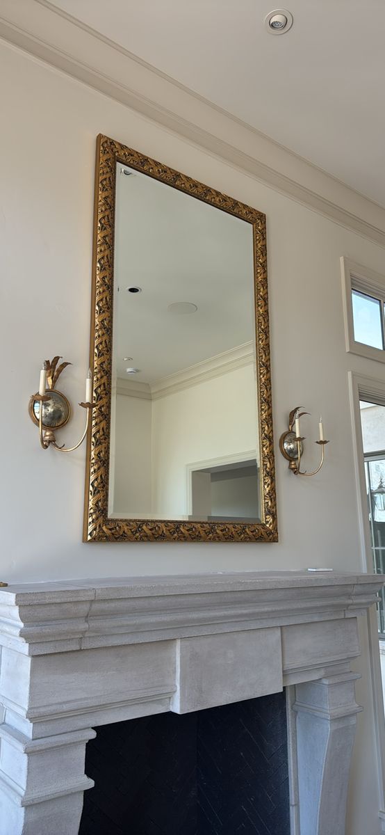 Large Ornate Gold Leaf Framed Wall Mirror