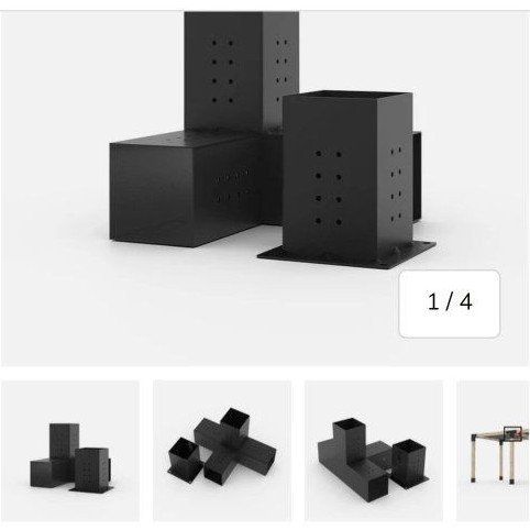 2 sets of TOJA GRID SOLO Pergola Base Brackets - for 6"x 6" Wood Posts, 4  arm + 1 solo base