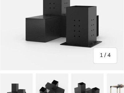 2 sets of TOJA GRID SOLO Pergola Base Brackets - for 6"x 6" Wood Posts, 4 arm + 1 solo base