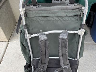 Used JanSport External Frame Backpack - Green, Large Capacity, Hiking/Camping