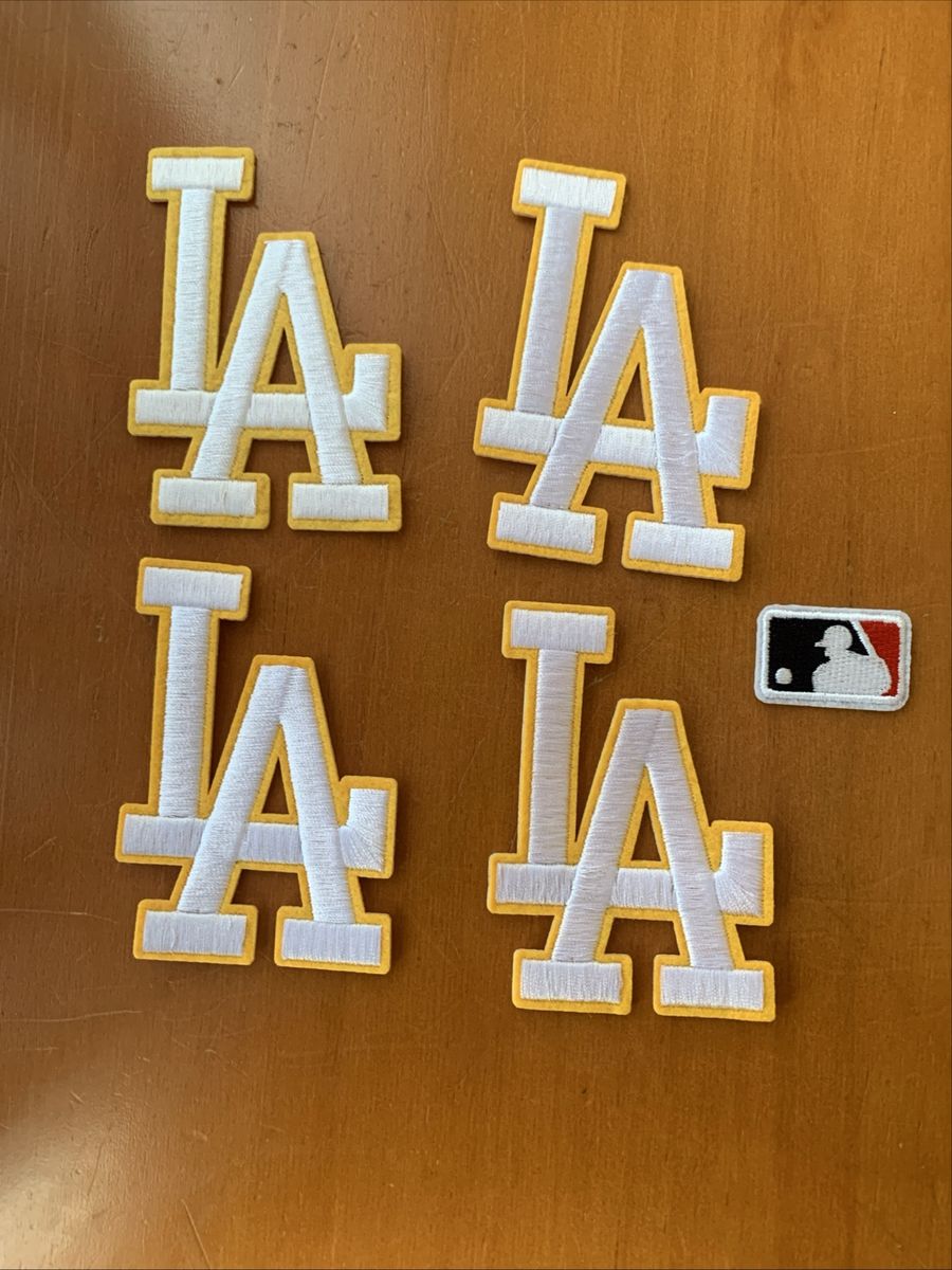 LA Dodgers Gold/white Iron On Patches, Set of 4, 3.5”x2.5”