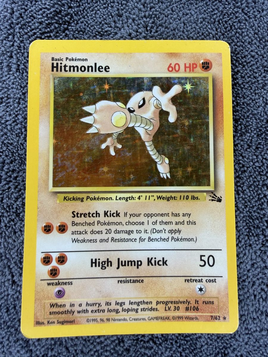 Hitmonlee 7/62 Holo Fossil WOTC Pokemon Card MP