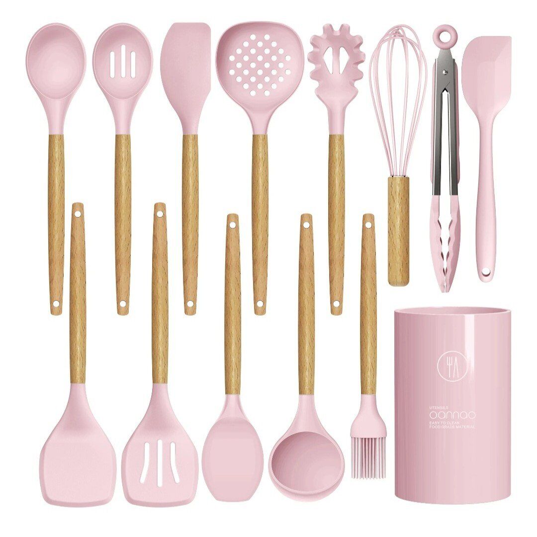 Brand New Pink Silicone Kitchen Utensils Set