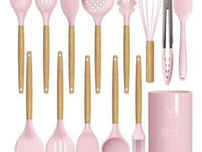 Brand New Pink Silicone Kitchen Utensils Set