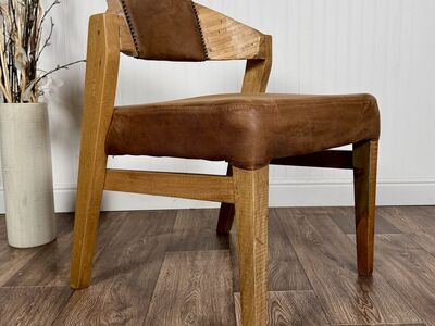 Modern Rustic Wood and Leather Accent Chair