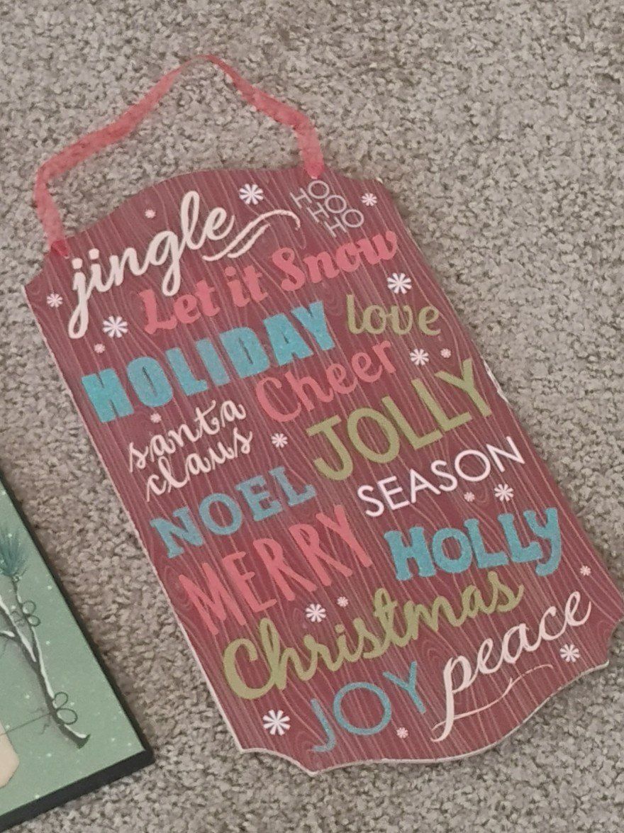 Christmas Holiday Wood Sign Decor - Jingle, Let it Snow, Jolly, Merry, Holly, Joy, Peace