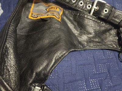 First Classics Leather Chaps Size L Black Motorcycle Gear