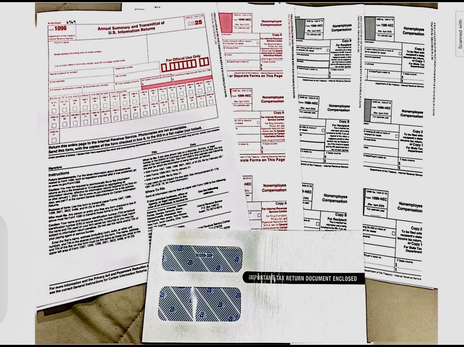 1099 NEC Forms 2025, 4 Part Tax Forms Kit, 18 Vendor Kit of Laser Forms Compatible with QuickBooks and Accounting Software