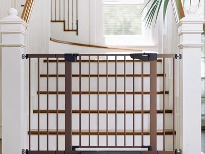 Cumbor S712 Pressure Mounted Safety Gate - Brown, 29.5-51.6" Wide, Pet/Baby Gate