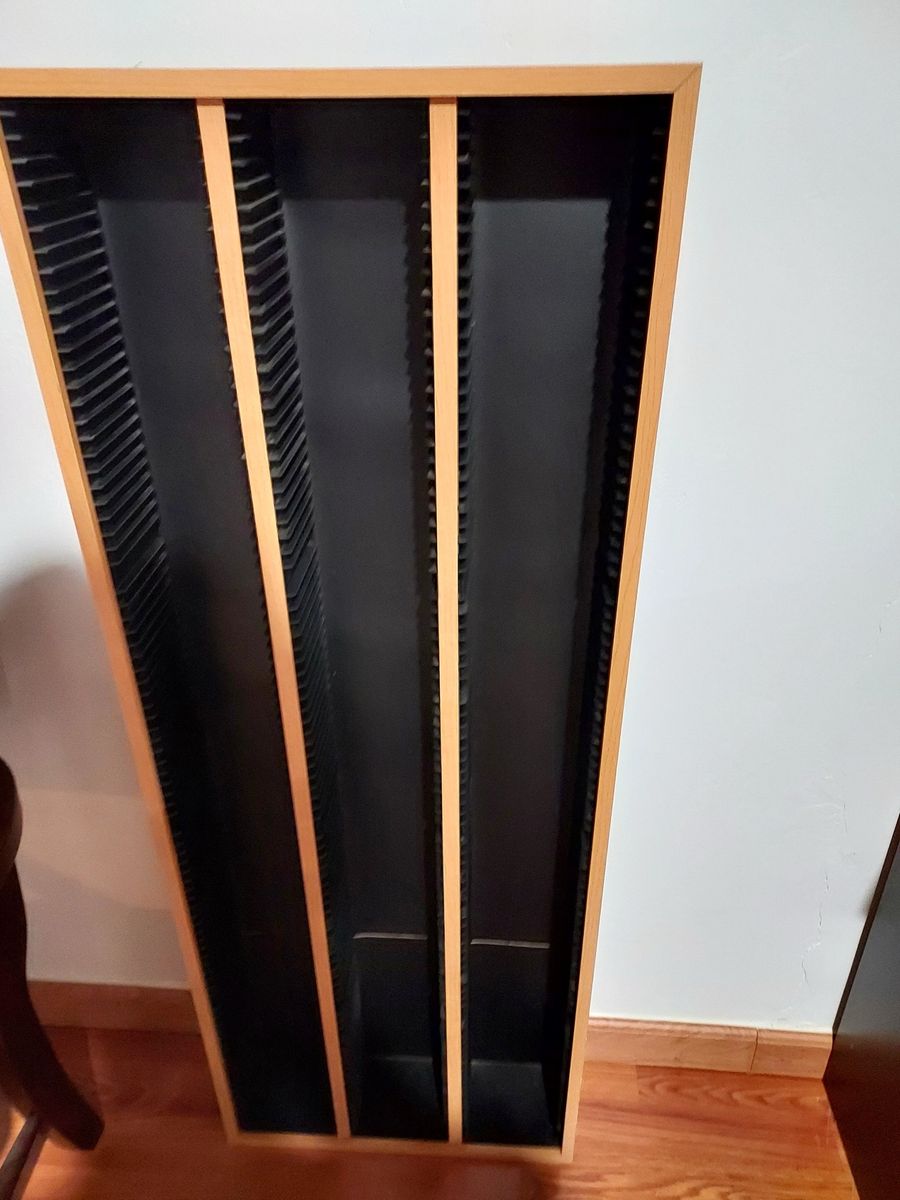 Used CD/DVD Storage Rack - Light Wood & Black Finish, Slim Designcd storage