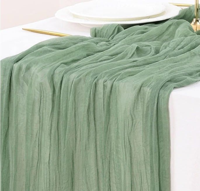 Sage Green Cheesecloth Table Runners