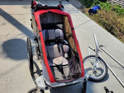 Chariot Cougar Single Child Stroller with Bike Trailer, Jogger, & Cross-Country Ski Attachment Kit