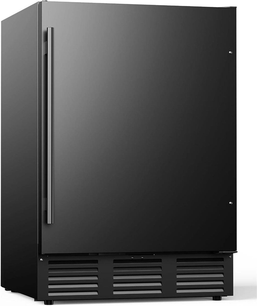 24-Inch Beverage Fridge 5.3 Cu. Ft. Black Stainless Steel