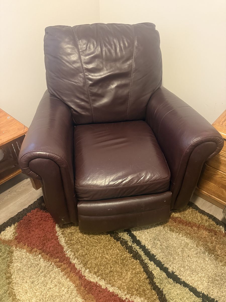 Burgundy leather reclining chairs