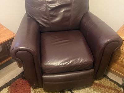 Burgundy leather reclining chairs