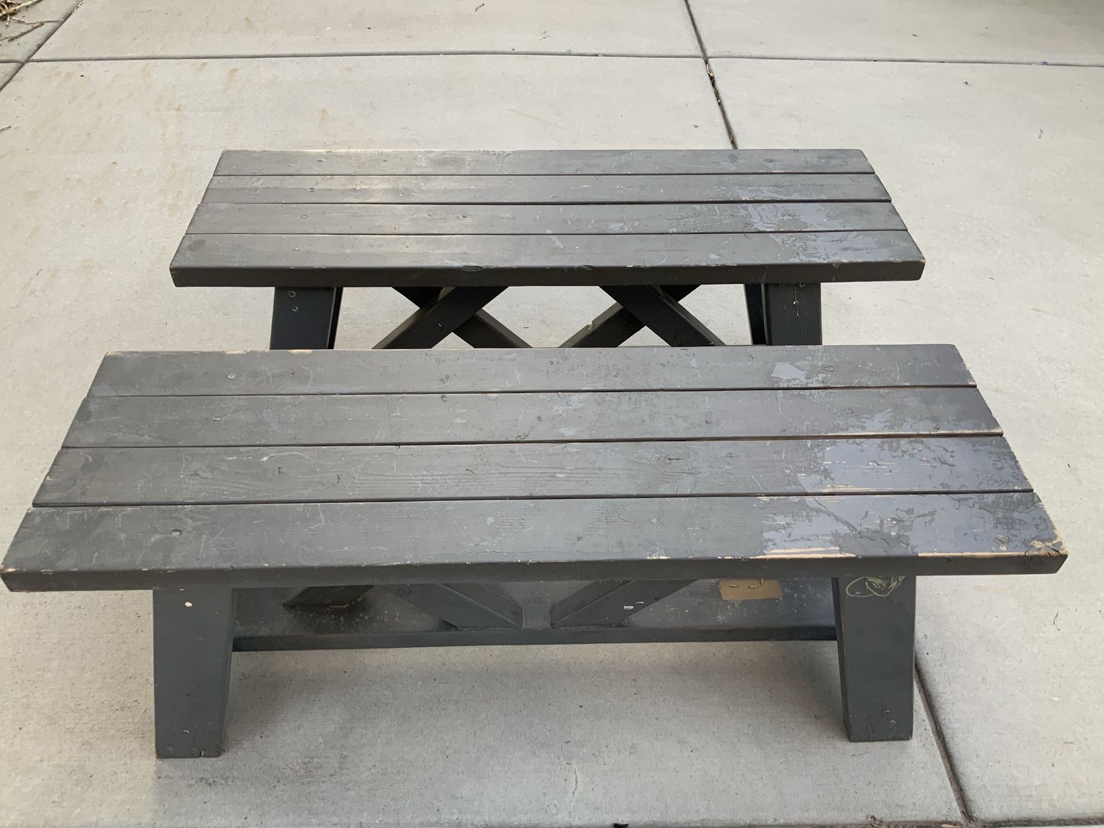 Pair of Rustic Gray Wooden Benches – 44”
