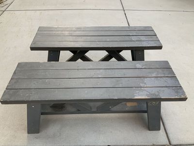 Pair of Rustic Gray Wooden Benches – 44”