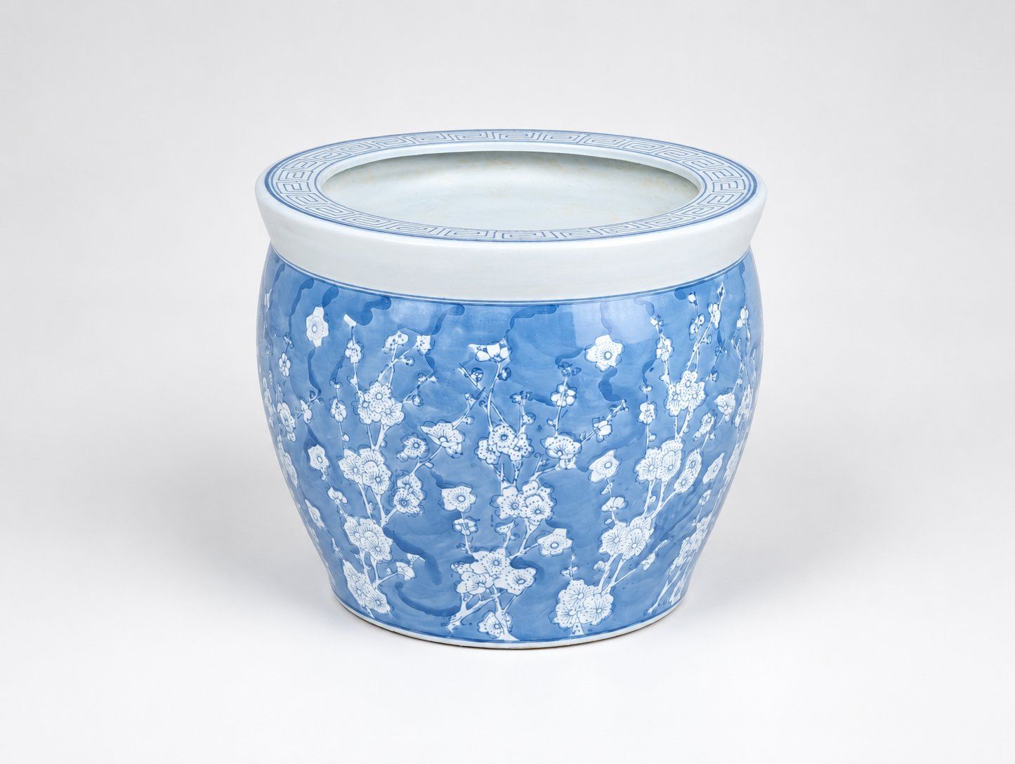 Large Blue & White Chinese Ceramic Planter Pot – Floral Asian Garden Decor