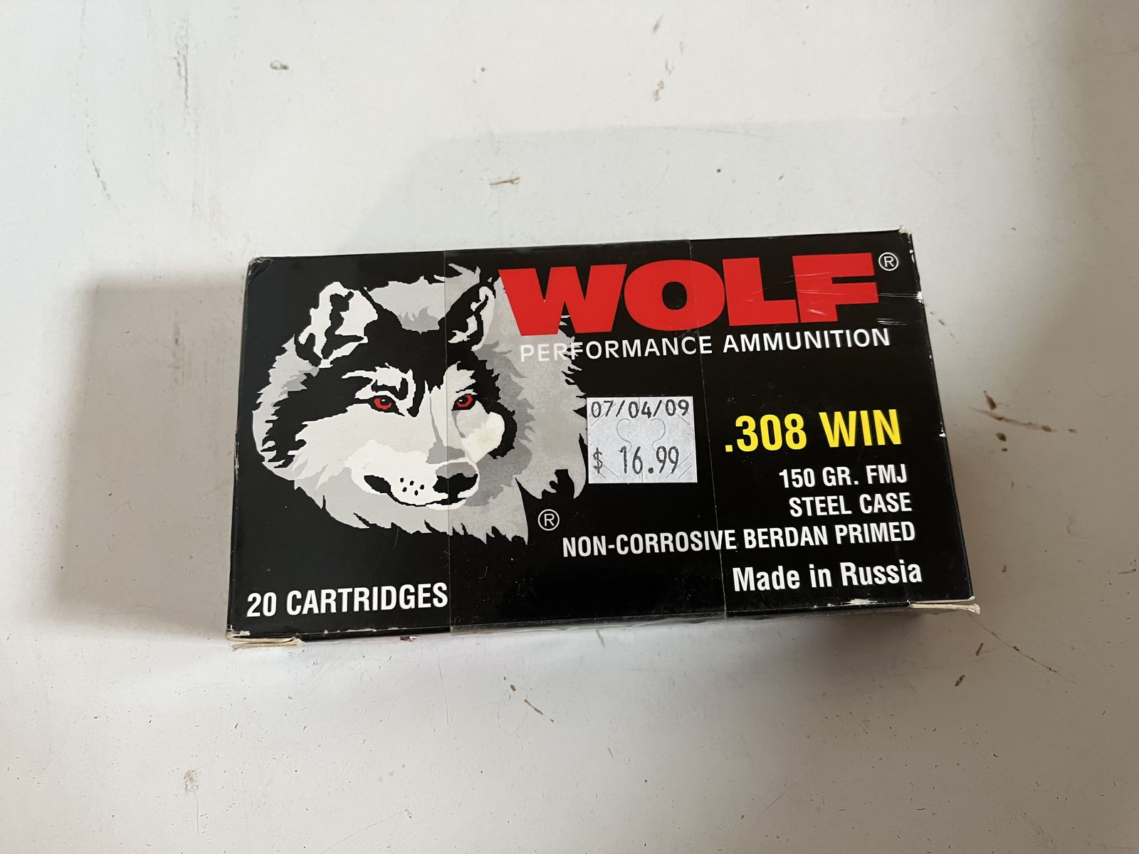 Wolf .308 WIN 150 GR. FMJ Steel Case Non-Corrosive Berdan Primed Ammunition - 20 Cartridges