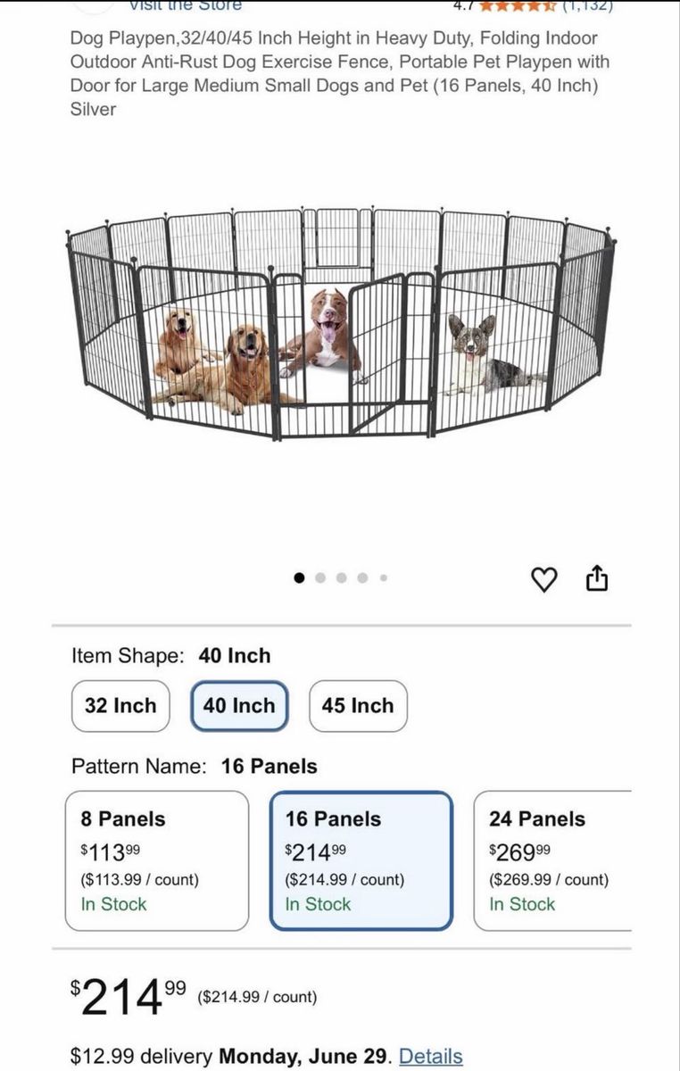 16 panel dog playpen
