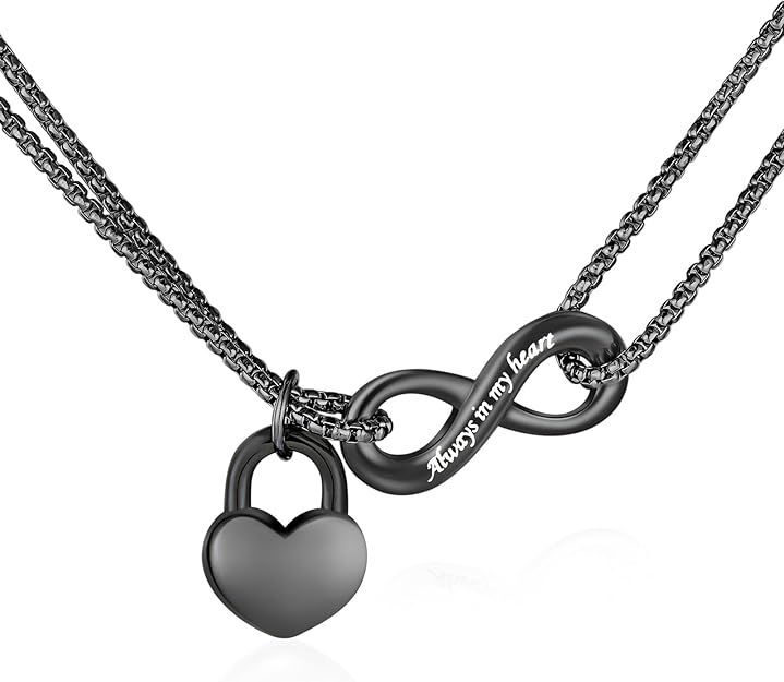 XIUDA Infinity Urn Necklace for Human Ashes Always in My Heart Cremation Necklace Stainless Steel