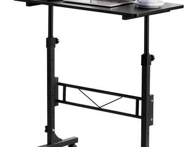 New Small Standing Desk Adjustable Height, Mobile Stand Up Desk with Wheels, 32 Inch Rolling