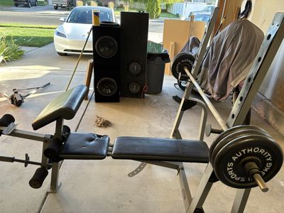 Sports Authority TSA-5403 Weight Bench with Barbell and Weights - Used
