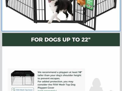FXW 32" Tall 8-Panel Heavy Duty Metal Dog Playpen Fence + 4 additional extra panels (12 total)